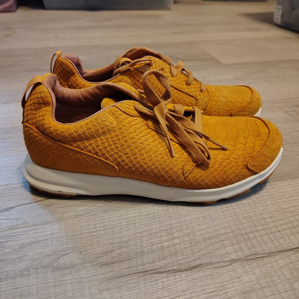 Ariat Fuse Mustard Yellow Snake Embossed Leather Sneakers 10018465 Womens 8.5 B - Picture 3 of 8